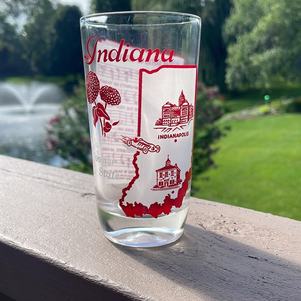 Vintage Indiana Souvenir Glass or Tumbler with On the Banks of the Wabash Song